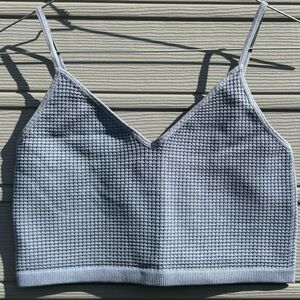 BOZZOLO Baby Blue V-Neck Crop Top